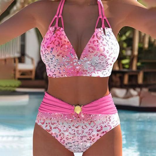 Shimmer Gradient Print Bikini Set