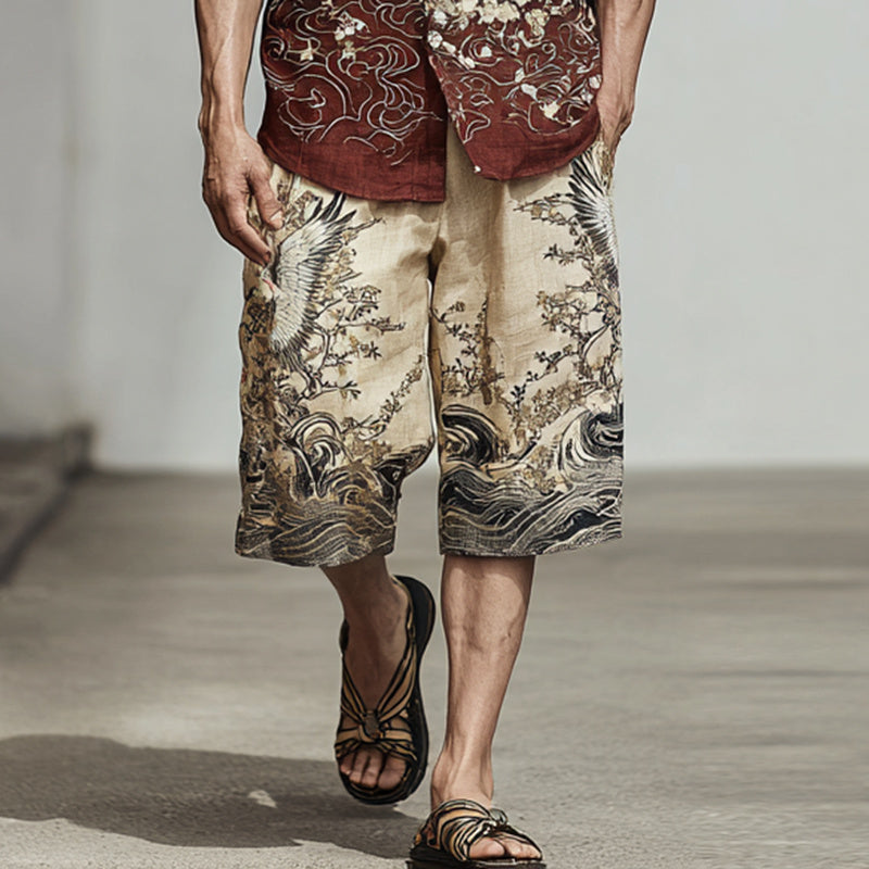 Men's Gradient Color Block Japanese Art Suit