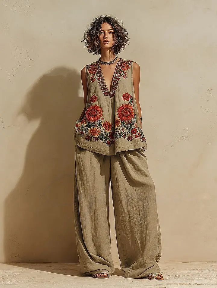 Women's Casual Elegant Linen Casual Set