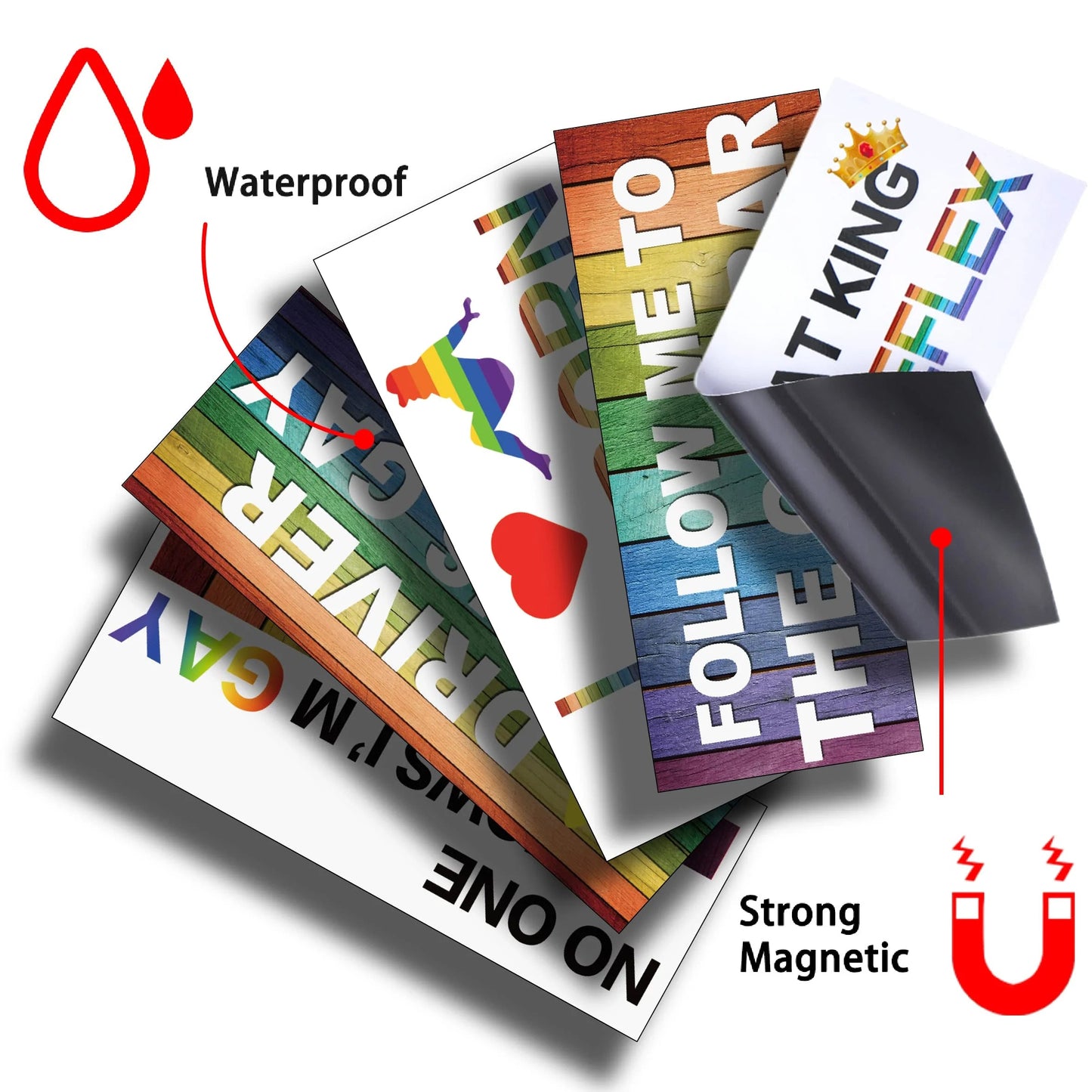 10 Pcs Funny LGBT Magnetic Bumper Stickers