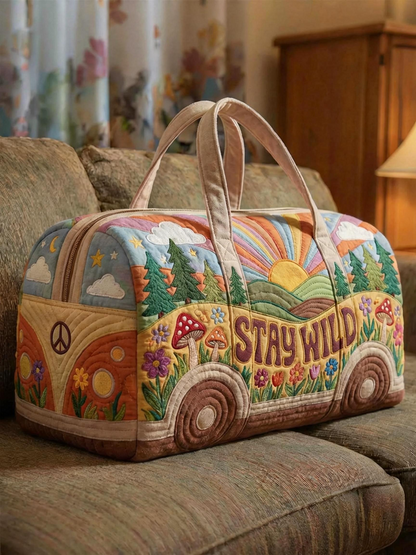 Hippie STAY WILD Quilted Duffle Bag