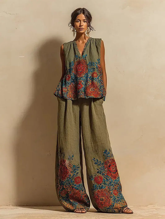 Women's Casual Elegant Linen Casual Set
