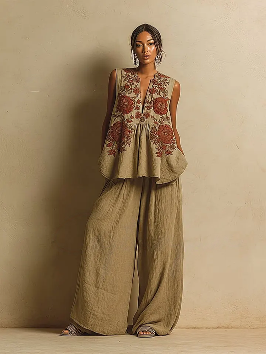 Women's Casual Elegant Linen Casual Set