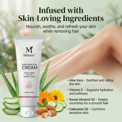Mresio™  Purely Natural Pain-Free Hair Removal Cream|Hair-Free Skin in Just 10 Minutes — No Razor Needed