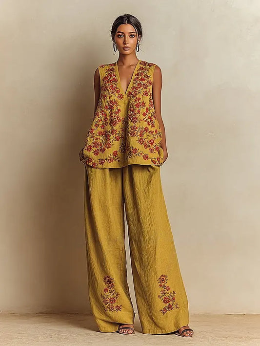 Women's Casual Elegant Linen Casual Set