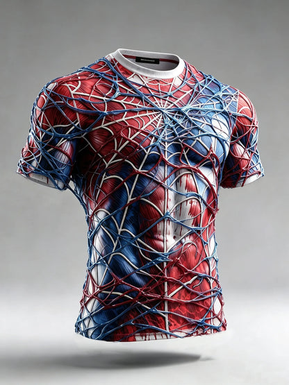 Men's Retro Halloween Spider-themed Casual T-shirt