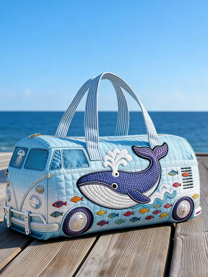 Whale Print Quilted Duffle Bag