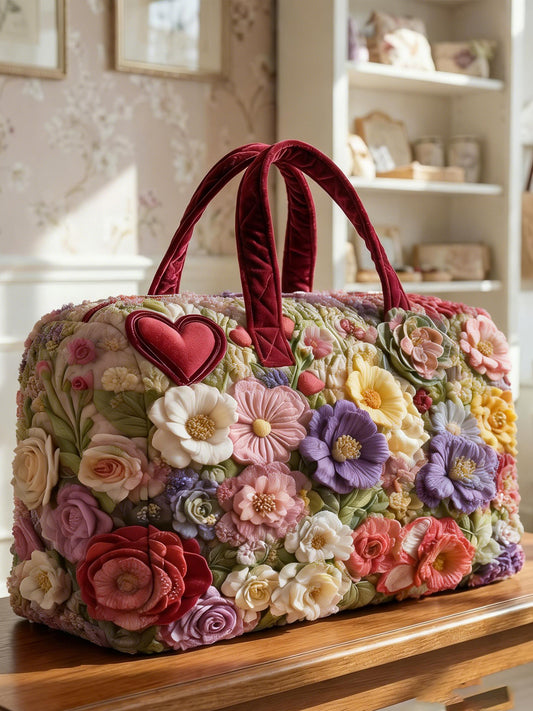 Rose And Daisy Patchwork Quilted Travel Bag